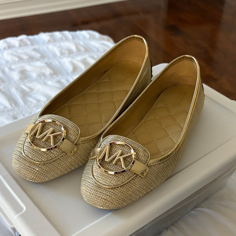Michael Kors Gold Textured Flats